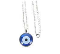 Hohopeti Collier Pendentif Œil Bleu Verre et Alliage Protection le Mauvais Œil Élégant pour Fête et Usage Quotidien