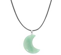 Hohopeti Collier Pendentif Lune en Jade Naturel 1 Pièce, Bijou Artisanal en Pierre D’onyx Vert, Accessoire Bijouterie Élégant pour Usage Quotidien et Soirées