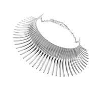 Hohopeti Collier Ras Cou Femme Style Africain Métal Argenté Choker Exagéré à Épines Accessoire pour Femmes et Filles