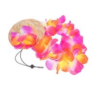 Hohopeti Costume pour Animaux avec Chapeau et Guirlande Rouge Tenue Hawaïenne pour Chien et Chat Accessoire Photo pour Fêtes à Thème