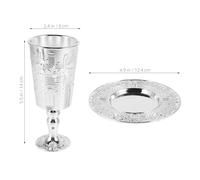 Hohopeti Coupe de Kiddouch en Alliage de Zinc avec Soucoupe Ensemble de 2 Pièces pour Shabbat et Célébrations Juives Coupes d'Offrandes Réutilisables Décoratives de Jérusalem Symbole