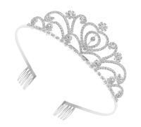 Hohopeti Couronne Alliage Argenté avec Peigne Diadème Strass Éclatant Accessoire Cheveux Mariage Élégant pour Fêtes et Anniversaires