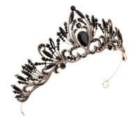 Hohopeti Couronne de Mariage Vintage Baroque avec Noir et Doré Bandeau Tiare Décoratif Élégant pour Femmes et Filles Accessoire Cheveux pour Mariage et Fête