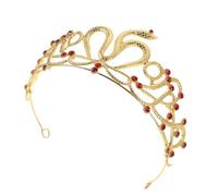 Hohopeti Couronne Méduse Serpent Bicolore Doré Kc Or et Strass Rouge Diadème de Reine pour Mariage Anniversaire et Costume Femme Adulte Accessoire de Fête Élégant et Confortable