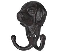 Hohopeti Crochet Mural Décoratif Fonte avec Tête de Chien Vintage Double Crochet Rustique Fonte pour Suspendre Manteaux et Accessoires Patère Murale Robuste Style Américain