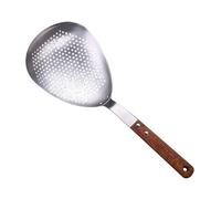 Hohopeti Cuillère Écumoire Inoxydable avec Manche Bois Cuillère à Fente Multifonction pour Filtrer Huile et Servir Ustensile de Cuisine et Pratique
