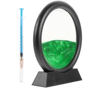 Hohopeti Décor de Peinture de Sable Mouvant, Ornement de Sablier, Vert, en Abs, Eau et Sable, pour Bureau, Relaxe Les Yeux et Apaise L’Esprit