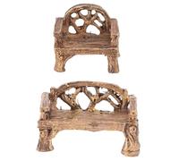 Hohopeti Décor Miniature en Résine pour Jardin Et Bonsaï, Lot 2 Pièces Chaise Rustique Et Mini Banc, Décoration Extérieure Micro-Paysage, Ornements De Jardinadorn, Accessoires Miniatures Naturels
