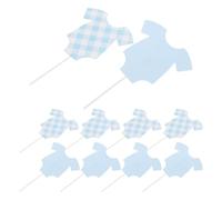 Hohopeti Décorations de Gâteau Shower 96 Pièces Double Face de Body Bleu à Carreaux Pics Légers pour Fête Prénatale et Anniversaire Garçon Accessoires Décoratifs pour Petits Gâteaux et