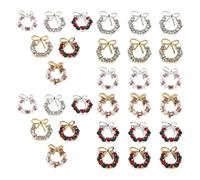 Hohopeti Décorations de Manucure Noël 30 Pièces Breloques pour Ongles en Alliage Métal Strass Irisés, Perles et Nœuds, Guirlande de Décoration D'ongles Festive pour Nail Art et Accessoires