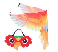 Hohopeti Déguisement Perroquet Garçon Fille avec Ailes Colorées et Masque Oiseau Costume Halloween Carnaval Fête Accessoire Confortable et pour et
