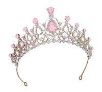 Hohopeti Diadème Couronne en Strass pour Demoiselle d'Honneur Accessoire Coiffure Fille Léger en Alliage de Zinc Couleur Or Rose Anniversaire et Mariage