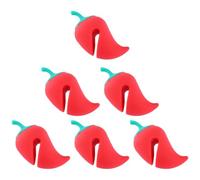 Hohopeti Dispositif Anti-Débordement Lot de 6 en Plastique Résistant Lève-Couvercle Petit Poivron Rouge, Accessoires Cuisine pour Ébullition Contrôlée