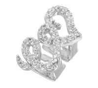 Hohopeti Double Heart Rhinestone Teeth Grill Set Hip Hop Mouth Jewelry For Women Comfortable Tooth Cap For Party And Stage Performance