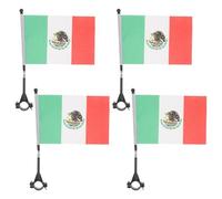 Hohopeti Drapeau de Vélo Mexicain avec Mât et Pince, Kit de 4 Pièces Haute Visibilité, Résistant aux Intempéries, Compatible Guidons Vélos, Motos et Quads, pour Sports de Plein Air