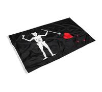 Hohopeti Drapeau et Cœur en Polyester Noir Pirate Squelette Résistant la Décoloration, Décoration Créative pour Fête D'halloween
