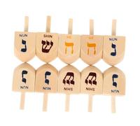 Hohopeti Dreidels Hanoukka Bois - Lot de 10 Mini Toupies Classiques Jouet Éducatif pour Garçon et Filles Développe Coordination Décoration Festive Accessoires Fête Présent Hanoukka