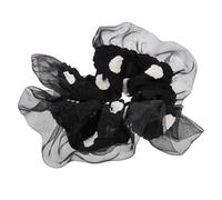 Hohopeti Élastique à Cheveux Rétro en Organza à Pois Noir, Grand Anneau Élastique pour Filles et Femmes, Accessoire Coiffure Léger et Résistant, Bandeau Coiffant, pour Usage Quotidien