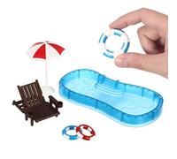 Hohopeti Ensemble 1 Pièce Accessoires Maison de Poupée Piscine Miniature Bouée et Chaise de Plage, Décor Micro-Paysage Été, Meubles pour Mini-Maisons, Accessoire Scène Estivale