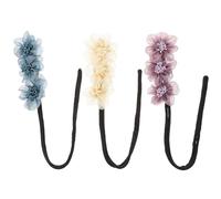Hohopeti Ensemble 3 Pièces Appareil à Chignon Donut Fleuri pour Cheveux Fins et Longs, Accessoires Coiffure Faciles en Organza Violet, Bleu et Beige, Outil Léger et Solide pour Coiffures