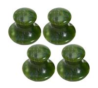 Hohopeti Ensemble 4 Pierres de Massage Visage Champignon en Jade Vert, Outil Gua Sha pour Massage Yeux et Corps, Accessoire Spa Détente Maison, Soin des Circulations Énergétiques
