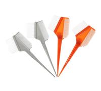 Hohopeti Ensemble 4 Pinceaux à Teinture Capillaire Double Face, 2 Argentés 2 Bruns, Applicateurs Professionnels pour Salon de Coiffure Poils et Peigne Multifonction, Poignée Antidérapante,