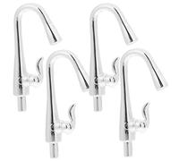 Hohopeti Ensemble de 4 Mini Robinets Décoratifs en Plastique Argenté 1/12 pour Maison de Poupée, Accessoire Salle de Bain Miniature, Modèle de Robinet D’évier, Décoration Intérieure