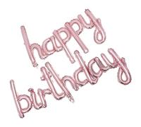 Hohopeti Ensemble de Ballons Lettres Joyeux Anniversaire en Aluminium Rose Doré Kit de Décoration pour Fête d'Anniversaire Filles et Femmes Ballons Légers Faciles à Gonfler et Suspendre