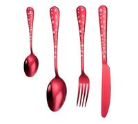 Hohopeti Ensemble de Couverts de Noël 4 Pièces en Acier Inoxydable Service de Table Festif Cuillère Fourchette et Couteau Imprimé Décoratif pour Dîner de Fête Vaisselle Pratique et