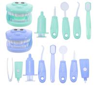 Hohopeti Ensemble de Jeu de Dentiste pour Garçon et Filles 2 Coffrets d'Outils de Simulation Éducatif d'Imitation en Plastique Bleu Foncé et Vert Présent d'Éveil pour Tout-Petits et