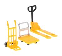 Hohopeti Ensemble de Jouets Véhicules Miniatures pour Garçon et Filles - Modèles de Chariot Élévateur, Chariot à Main et Plateforme en Plastique Jaune, Jeu Éducatif de Construction