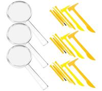 Hohopeti Ensemble D'extraction de Pierres Précieuses 21 Pièces Kit de Fouille Archéologique Éducatif Marteau, Burin, Brosse en Plastique Solide Scientifique pour Garçon et Filles,