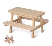 Hohopeti Ensemble Mini Table de Pique et Chaises en Bois, Meubles Accessoires pour Maison de Poupée, Décoration Miniature, Modèle Compact Léger, Chambre et Salon, Accessoires Petites