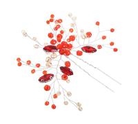 Hohopeti Épingle à Cheveux en Métal Forme de U Rouge pour Mariée, Fourchette Vintage pour Coiffure Chignon, Accessoire Léger et Confortable pour Mariage et Demoiselle D’honneur