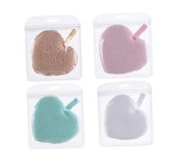 Hohopeti Éponge Démaquillante de Cœur 4pcs pour Visage, Réutilisable et Douce, Nettoyage du Visage la Maison Camping