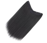 Hohopeti Extensions de Cheveux à Clip V Forme pour Femmes en Fibre Haute Température 40cm Naturel Lisse Noir pour Fêtes Halloween et Conférences