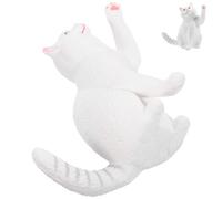 Hohopeti Figurine Chat British Shorthair Réaliste en Plastique Blanc, Décoration de Jardin et Bureau, Ornement Animalier Miniature, Statue de Chat Artificielle Légère pour Chambre