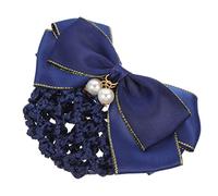 Hohopeti Filet à Chignon avec Nœud Bleu à Perles Doubles Accessoire Cheveux pour Banquière Infirmière Danseuse Coiffure Élégante et Pratique