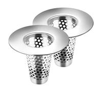 Hohopeti Filtre de Vidange INOX 304 2 Pièces Crépine Métallique Conique pour Évier Salle de Bain Canalisation Domestique Facile à Poser
