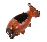 Hohopeti Fontaine Décorative en Céramique Rouge Koï sans Pompe Figurine pour Aquarium Bec de Fontaine Intégrée Filtration Naturelle pour Bassin Extérieur et Jardin Zen Sculpture