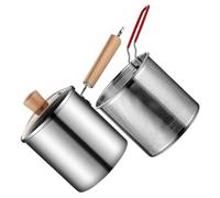 Hohopeti Friteuse Inox 304 3l Avec Panier De Friture Acier Inoxydable Et Poignée Bois Résistante Haute Température Cuisine Maison Électroménager Léger Et Compact
