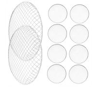 Hohopeti Grille de Barbecue Jetable 10 Pcs pour Camping et Pique-niques, Support Cuisson en Treillis Métallique Robuste, Petite Grille Ronde Coins Arrondis pour Viande et Légumes Grillés