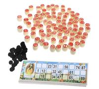 Hohopeti Jeu de Bingo Russe Bois avec Cartes Numériques Réutilisables Set Familial pour Fêtes et Loisirs Matériel et Éducatif pour Âges