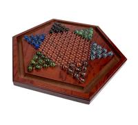 Hohopeti Jeu de Dames Chinoises Bois Naturel Hexagonal pour Garçon Fille Plateau Éducatif de Stratégie Bois avec Billes Jeu de Société Familial pour Garçons et Filles