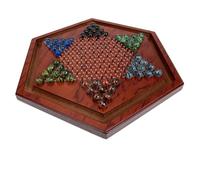 Hohopeti Jeu De Dames Chinoises en Bois pour Garçon Et Filles - Plateau Hexagonal Compact Billes en Verre - Jouet Éducatif Familial pour Loisirs Et Voyages - Coffret Jeu De Société Garçon Et Filles