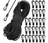 Hohopeti Kit de Cordon Élastique 4mm pour Kayak avec Crochets, Noir | Noyau en Latex, Gaine Nylon et Polypropylène, Fixation Simple, Amortit les Chocs, pour Ponts et Glacières