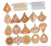 Hohopeti Kit de Fabrication Boucles Oreilles Bois Naturel Boucles Pendantes Ethniques Légères Set DIY Confortable sans Irritation Styles Géométriques Bruns Accessoires Création Bijoux
