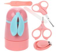 Hohopeti Kit de Manucure Garçon Fille Rose Coupe-ongles Précis Ciseaux Sûrs et Pince à Épiler Nés Soins Hygiéniques Indispensables pour Trousse de Toilette Garçon Fille