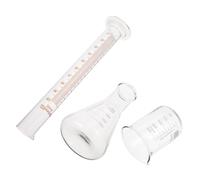 Hohopeti Kit Expérimental Scientifique en Verre 250 Ml Bécher Gradué, Erlenmeyer Conique et Cylindre 100 Ml Ensemble de Mesure de Laboratoire Cuisine et Expériences Précises