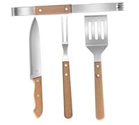 Hohopeti Kit Ustensiles Bbq Acier Inoxydable avec Manches Bois de Hêtre pour Barbecue Extérieur Camping et Grillades Comprenant Spatule Fourchette Couteau et Pince Ergonomiques